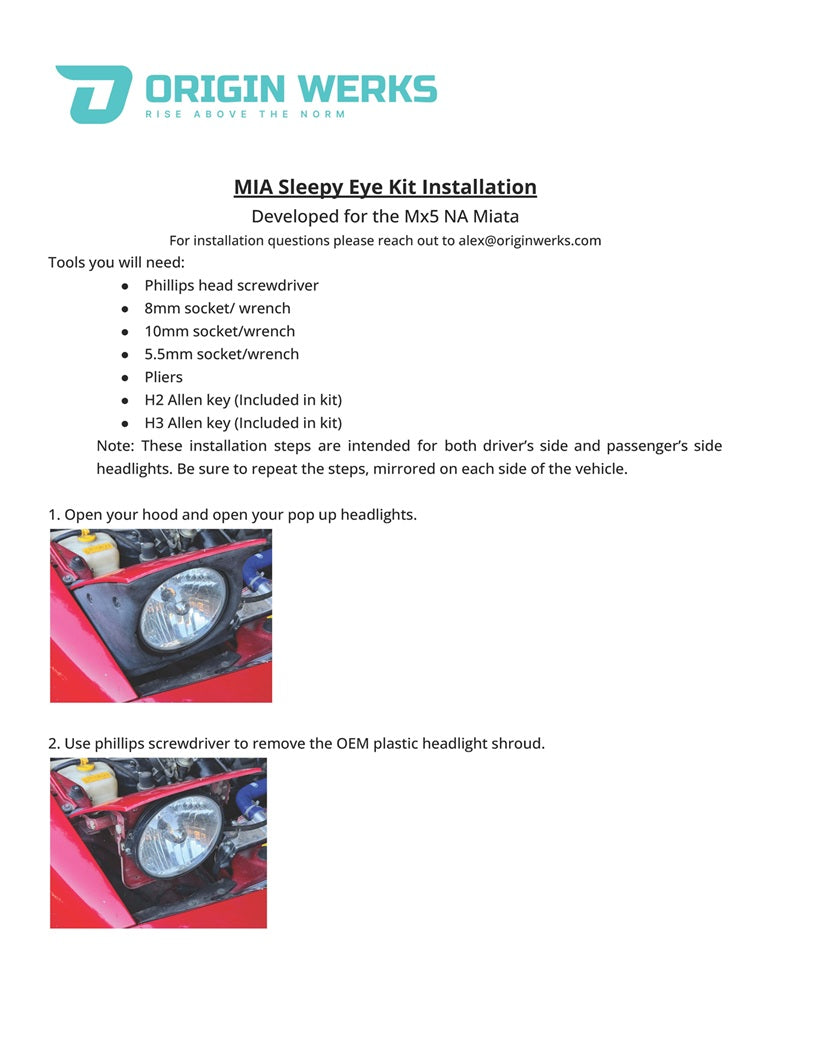 MIA Miata Sleepy Headlights